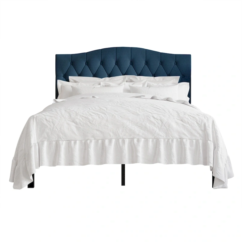 CraftPorch Classic Linen Button Tufted Upholstered Platform Bed