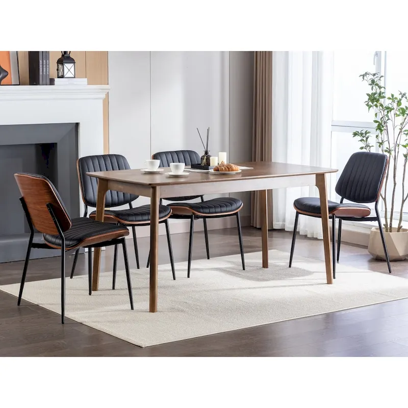 GDFStudio Mid Century Modern Armless Upholstered Dining Chairs with Metal Legs