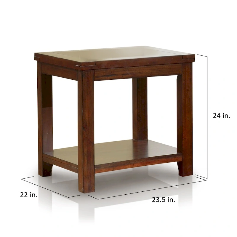 Llat Transitional Cherry 24-inch Solid Wood 1-Shelf Side Table by Furniture of America