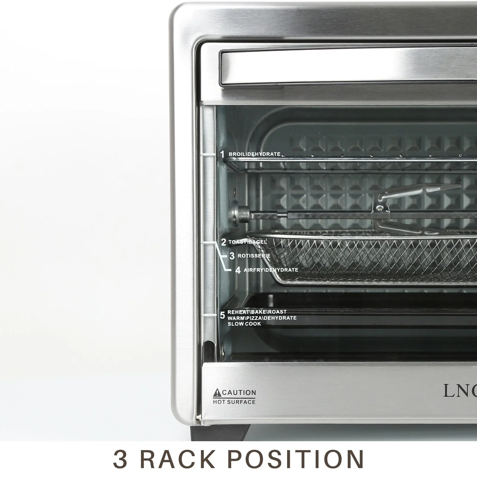 LNC 12-In-1 Large 34QT Countertop Toaster Oven Convection Rotisserie Air Fryer - 19.5 L x 15 W x 12.5 H