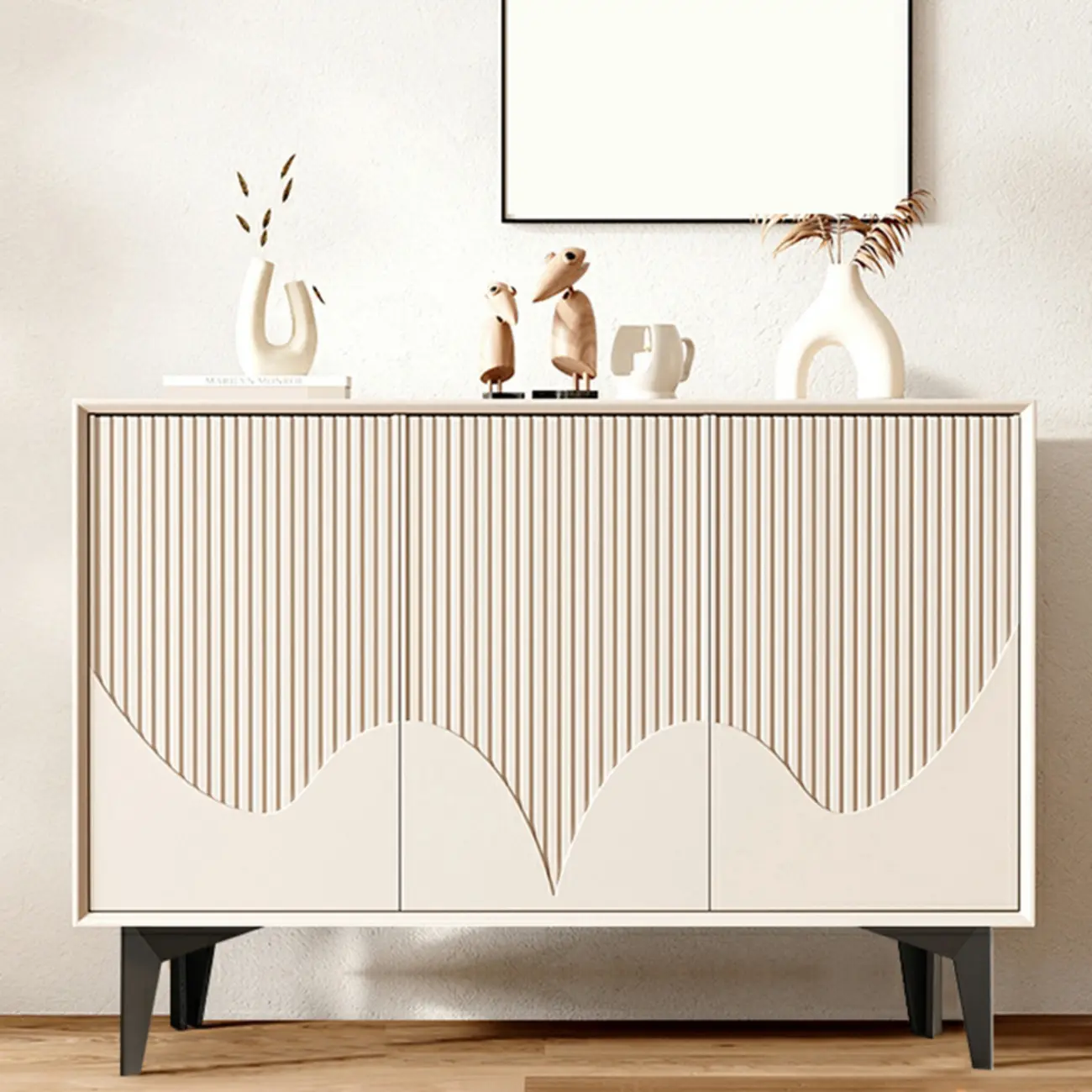 Hallway White Wood Shoe Cabinet with Slate