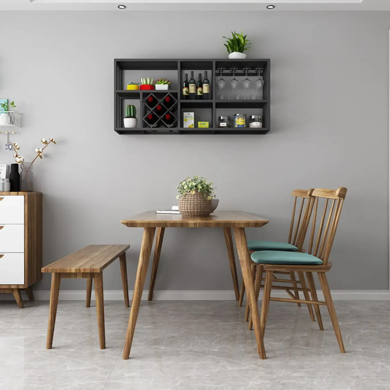 Lavish Metal Wall Hanging Open Wine Bottle and Wine Glass Holder