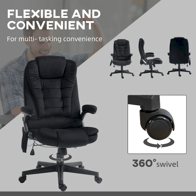 High Back Office Chair with 6-Point Massage and Heat - Reclining