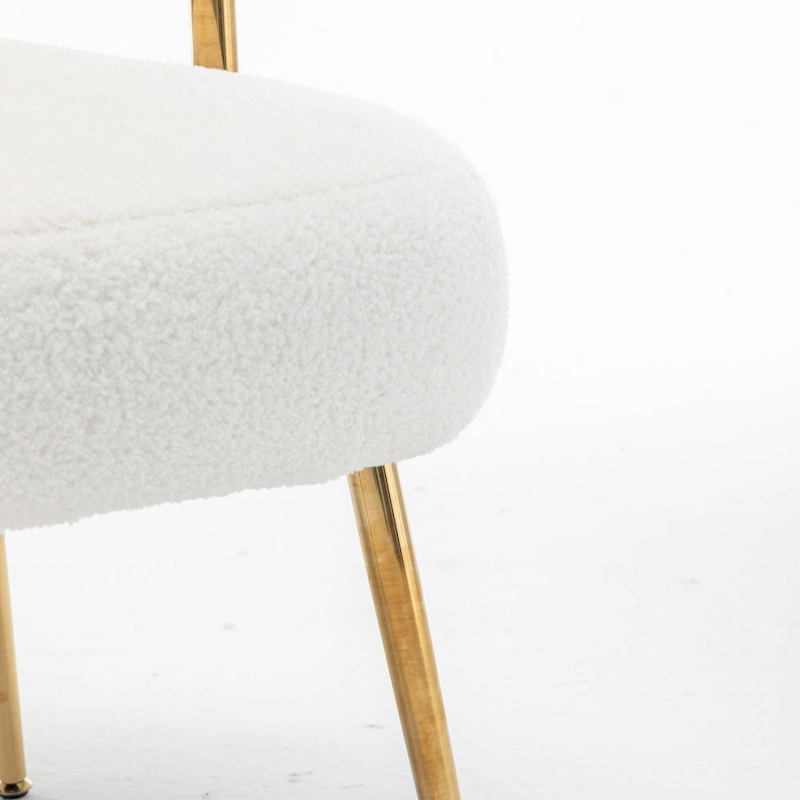 SEYNAR Modern Glam Upholstered Comfy Open-Back Accent Vanity chair with Golden Legs