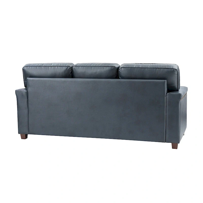 Rita Living Room 3-Seat Genuine Leather Sofa with Solid Wood Legs and Nailhead
