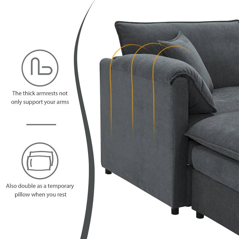 134*66  Chenille Modular Sectional Sofa