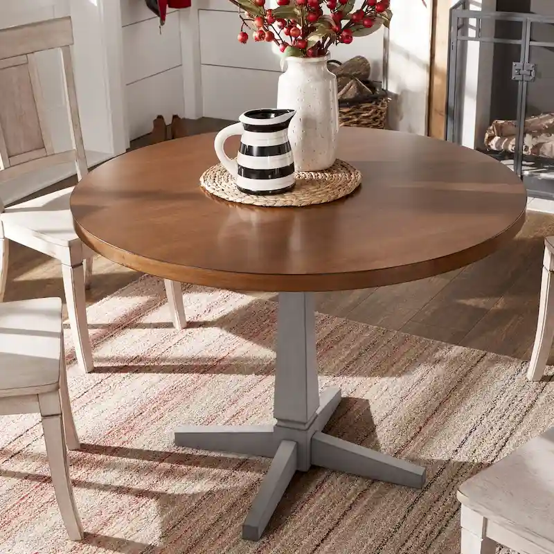 Round Two-Tone Dining Table