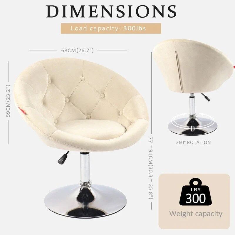 VANITII Accent Chair Swivel Vanity Chair Office Desk Chair Modern Height Adjustable Pink/Grey/White