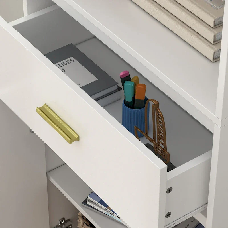 White Tall Storage Cabinet with Drawer - Multi-User