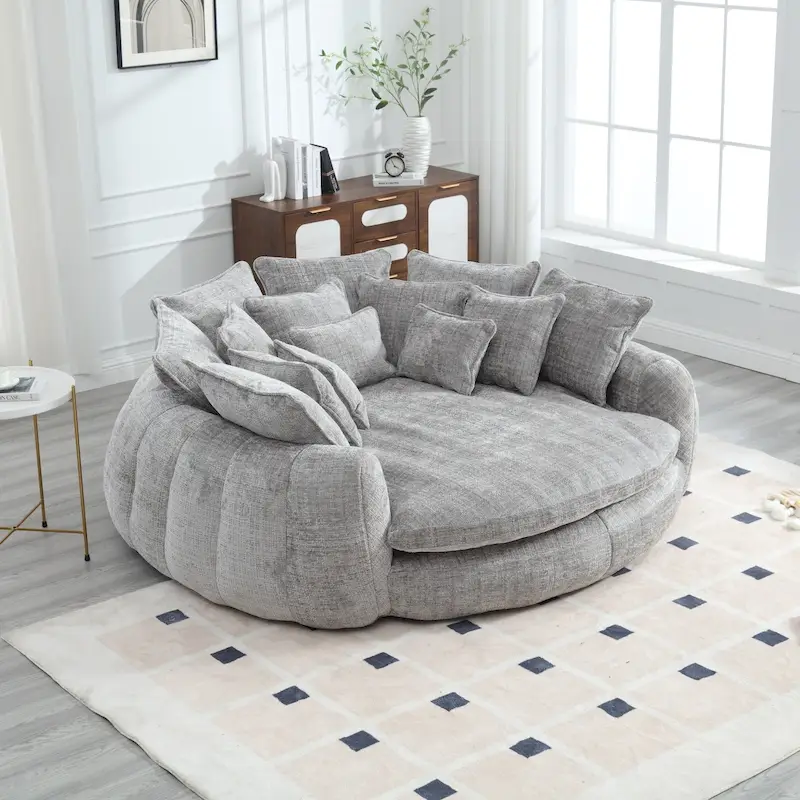 Comfortable Oversized Double Loaf High Back Round Sofa Bed with Armrests