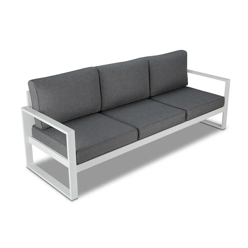 Baltic Outdoor Sofa in White with Grey Cushion by Real Flame