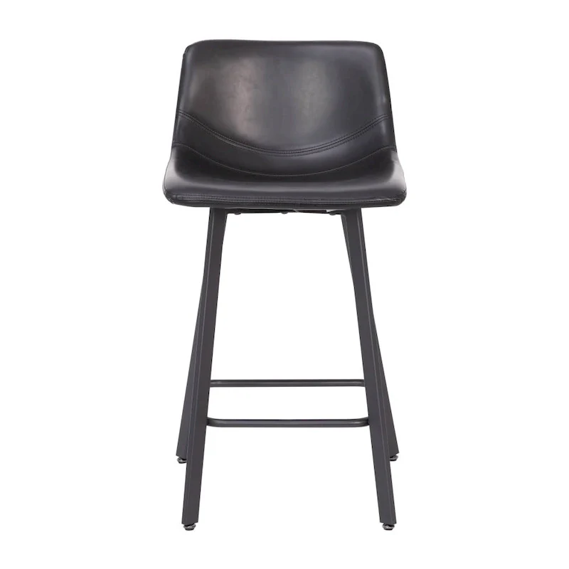 Set of 2 Armless Upholstered Metal Counter Stools