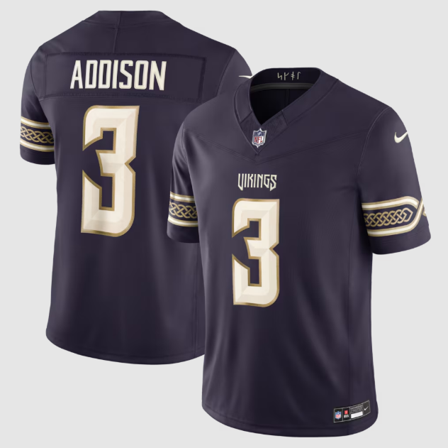 Minnesota Vikings Jordan Addison Purple 2026 Rivalries Collection Stitched Limited Jersey