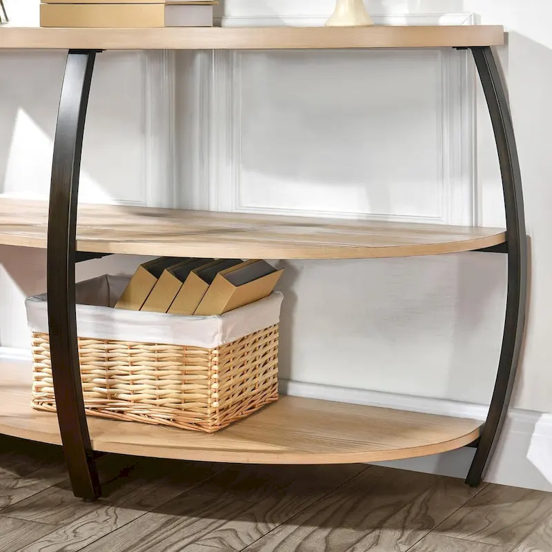 Oval Coffee Table, Industrial 2-Tier Elliptic Coffee Table