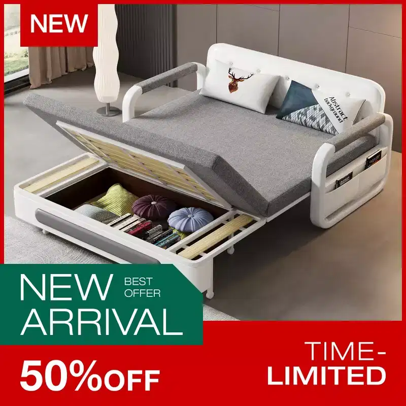 Luck Live Farmhouse 59.84-inch sleeper sofa convertible sofa bed with storage base,folding chair,couches for living room