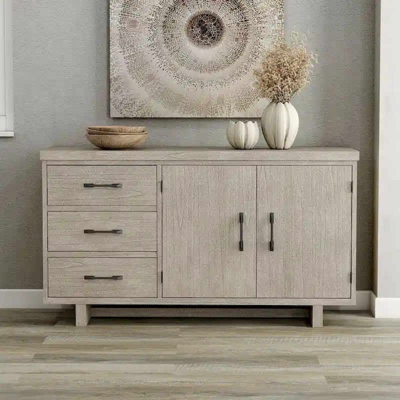 Furniture of America Yetaria Modern Farmhouse Natural 60-inch Solid Wood Buffet Sideboard