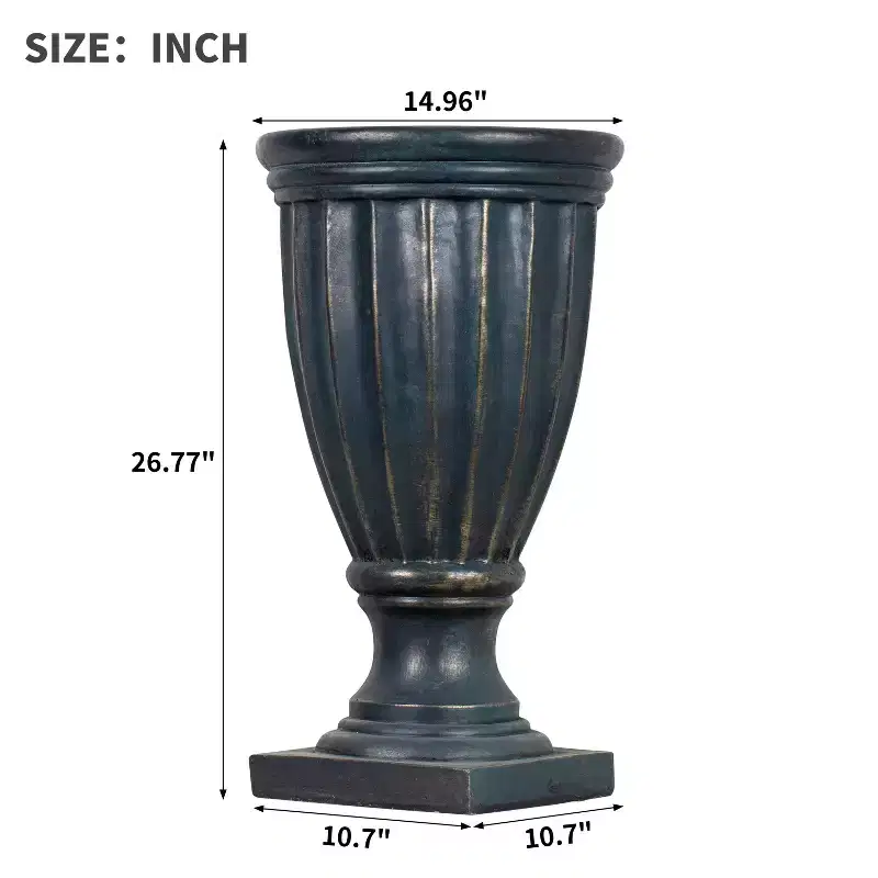 Christopher Knight Home Mireille Patio Stately Tall Fluted Lightweight Concrete Pedestal Urn Planter