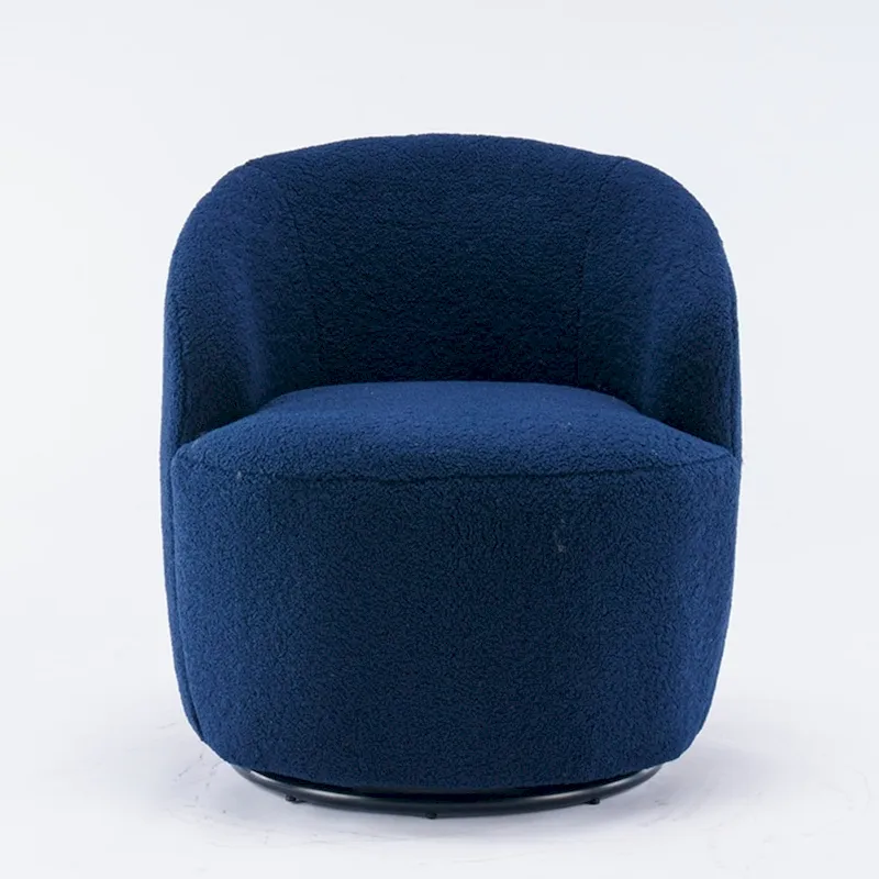 360° Swivel Barrel Accent Chair – Soft Teddy Fabric, Ergonomic Backrest
