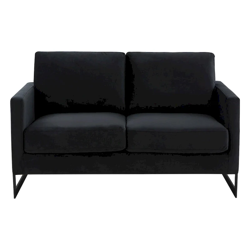 Upholstered Loveseat Sofa in Velvet Fabric with Removable Cushions and Stainless Steel Frame