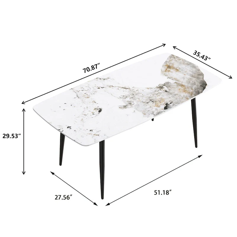 71  Modern Artificial Marble Dining Table with Carbon Steel Base