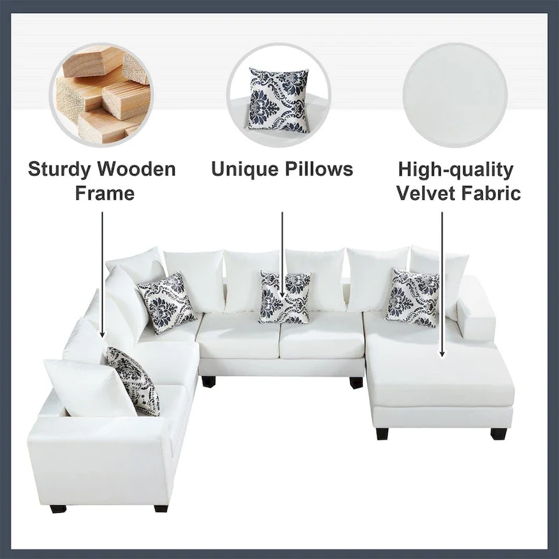 Merax Modern U Shape Sectional Sofa with Lots of Pillows Included