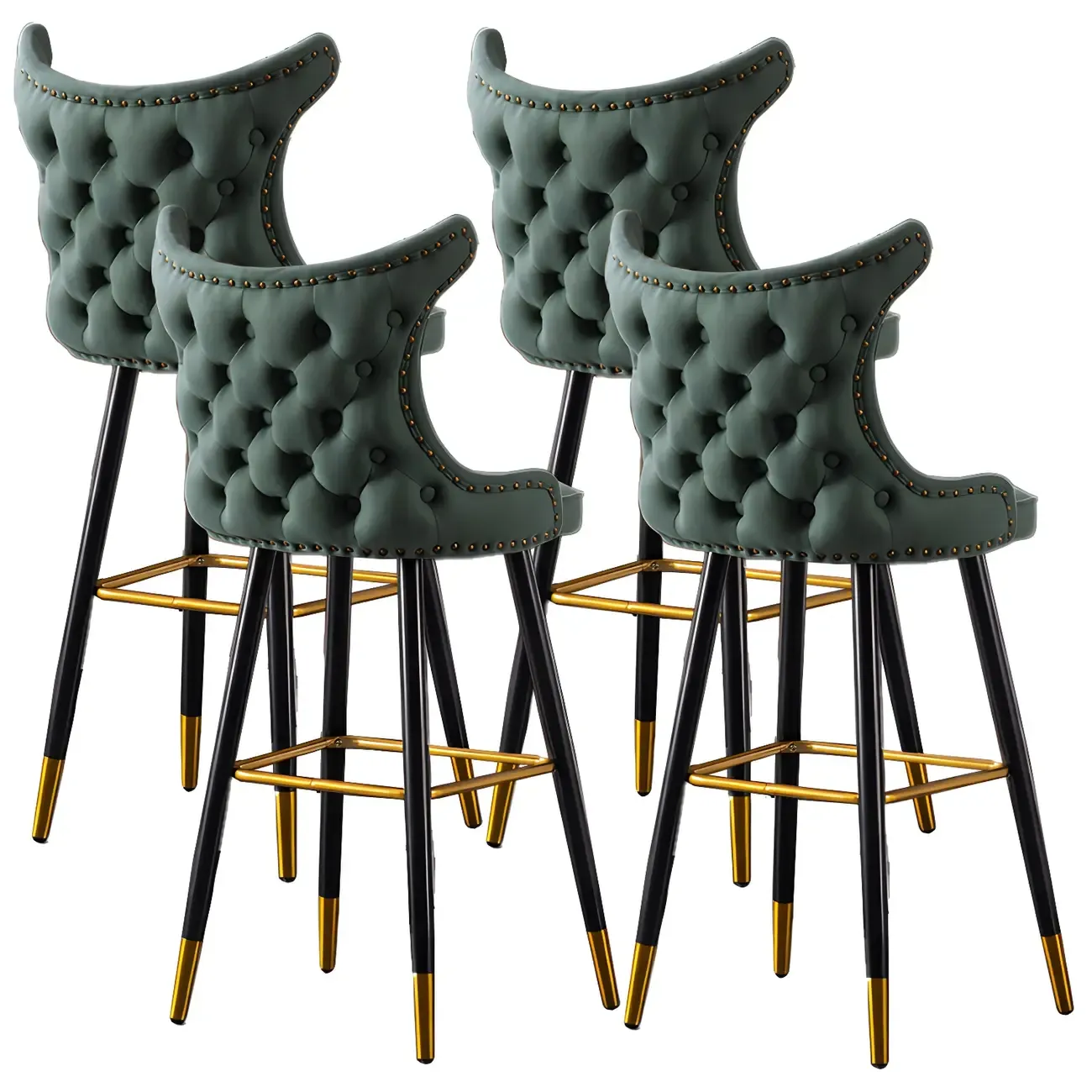 Velvet Upholstered Wingback Counter Height Bar Stools