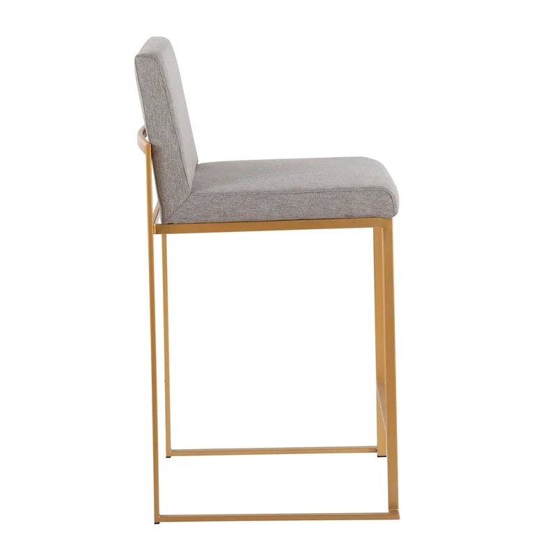 Black/Grey/White High Back Upholstered Counter Stool, Set of 2, 1-Person