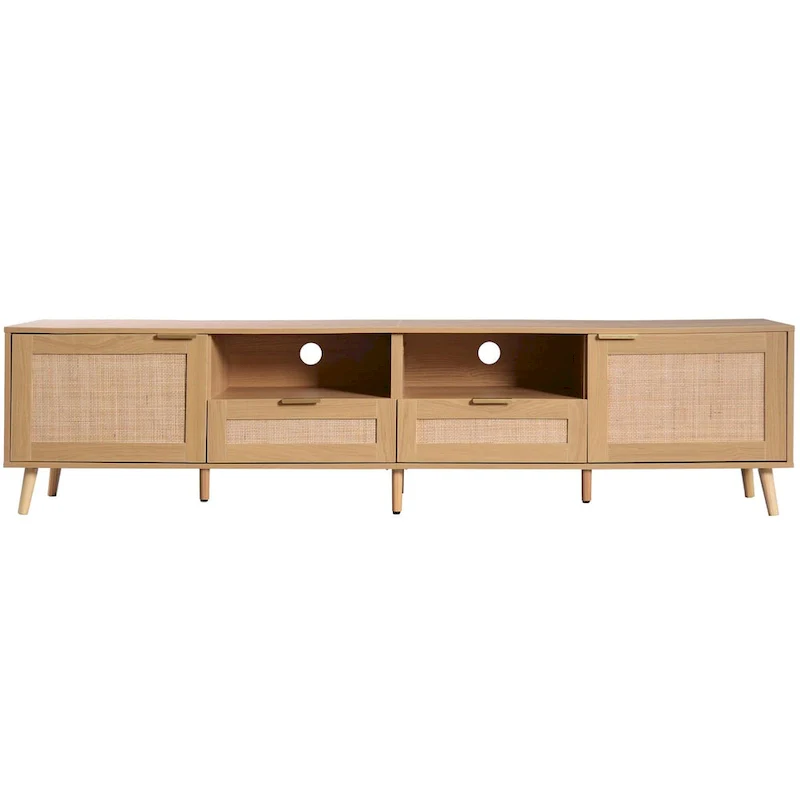 Modern Farmhouse Media Console with Solid Wood Legs