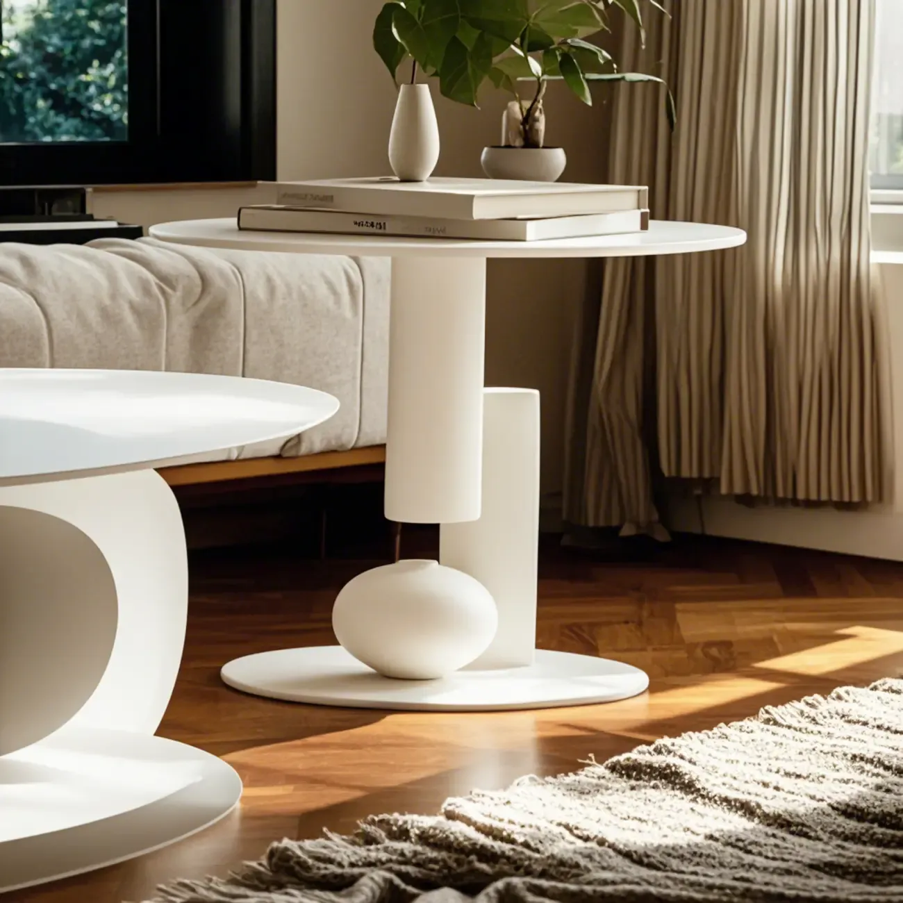 Modern Light Luxury White Oval Coffee Table with Metal Base