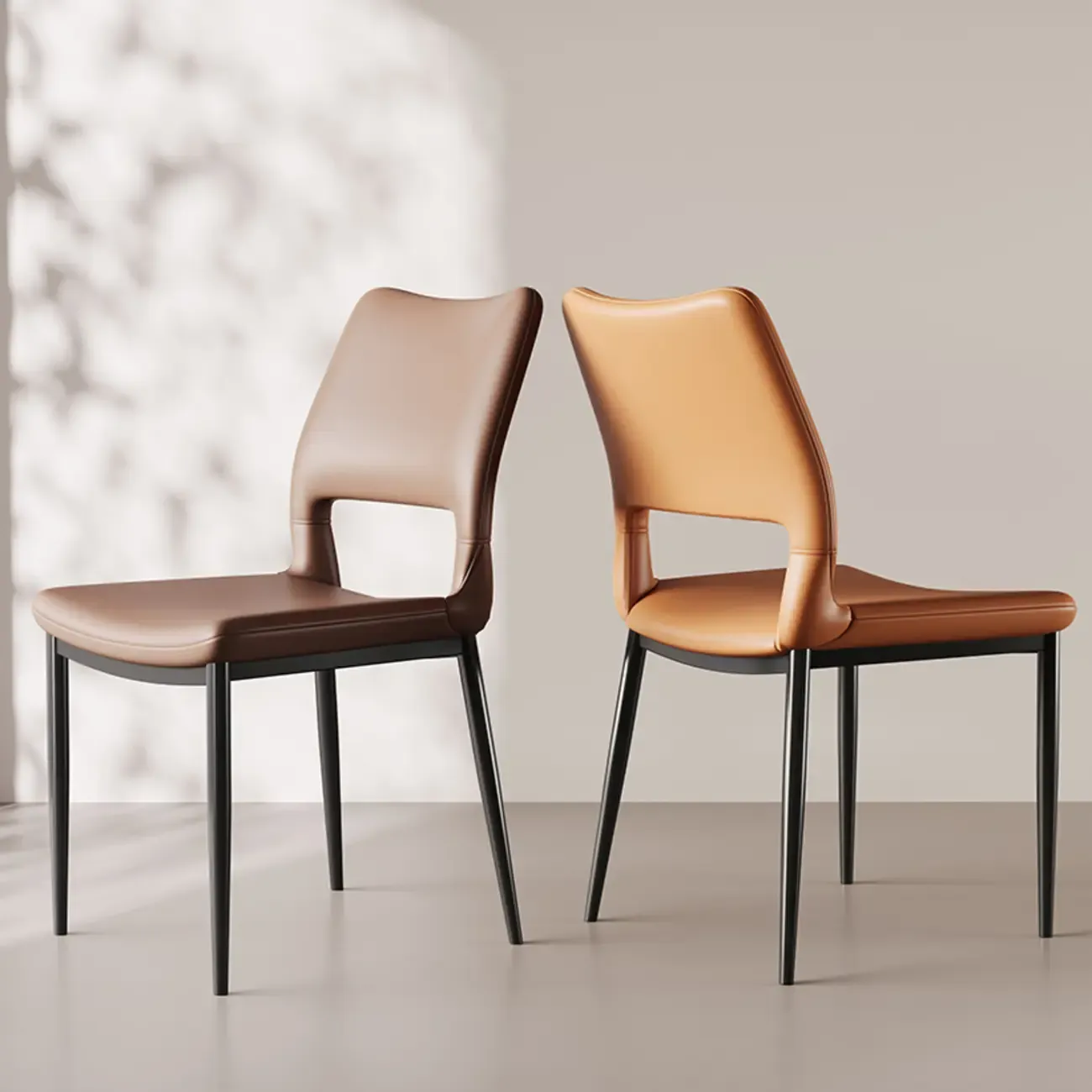 Modern Faux Leather Open Low Back Armless Dining Chair