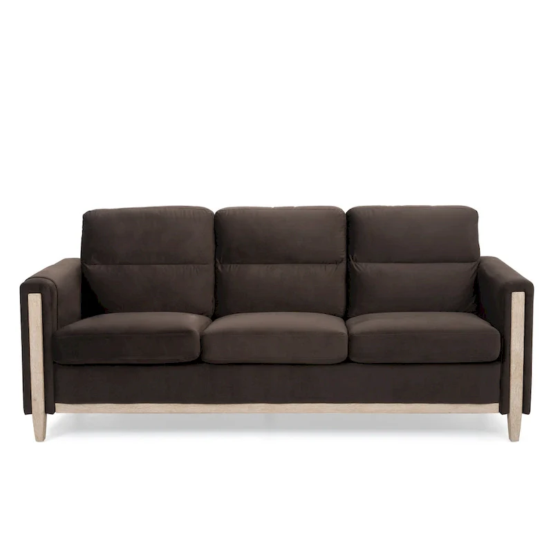 Larb Modern Solid Wood Three-Seater Sofa Couch by Christopher Knight Home