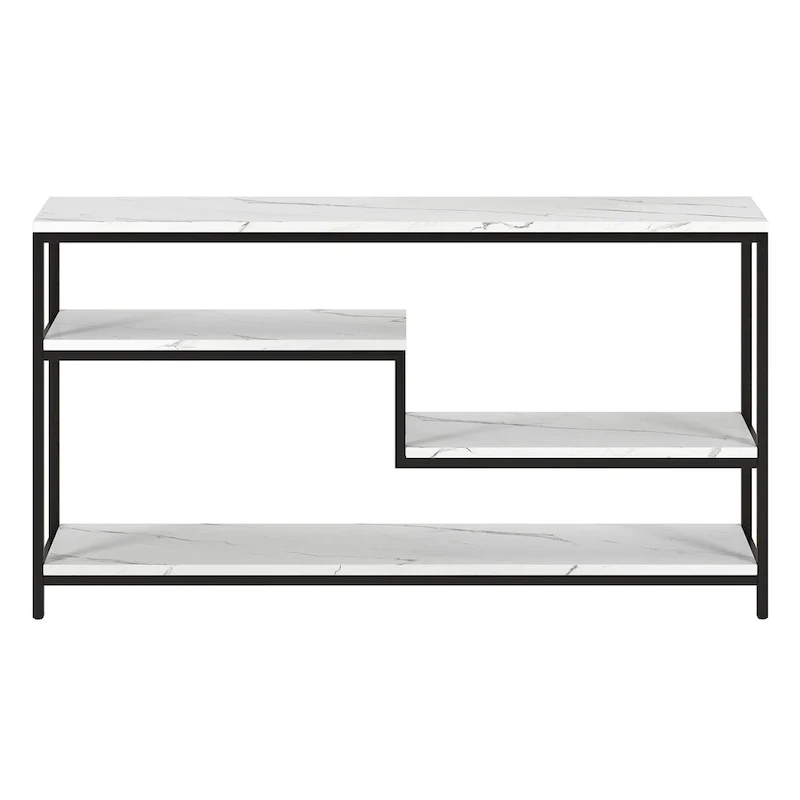 55 Wide Rectangular Console Table with Faux Marble Top