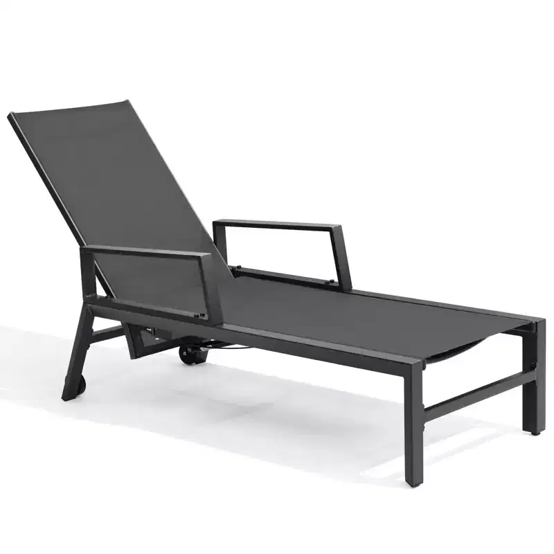 Crestlive Products Chaise Lounge Chair Outdoor Adjustable 4 Positions Pool Tanning Recliner Outdoor Lounge Furniture Options: 1/2
