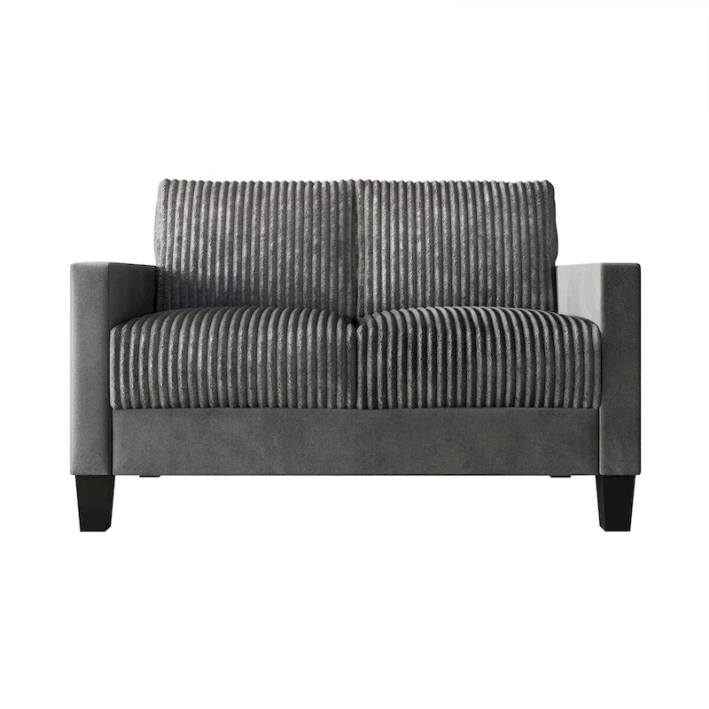 2-Seater Corduroy Velvet Loveseat – Grey / Champagne / Brown / Light Blue / Black / Red