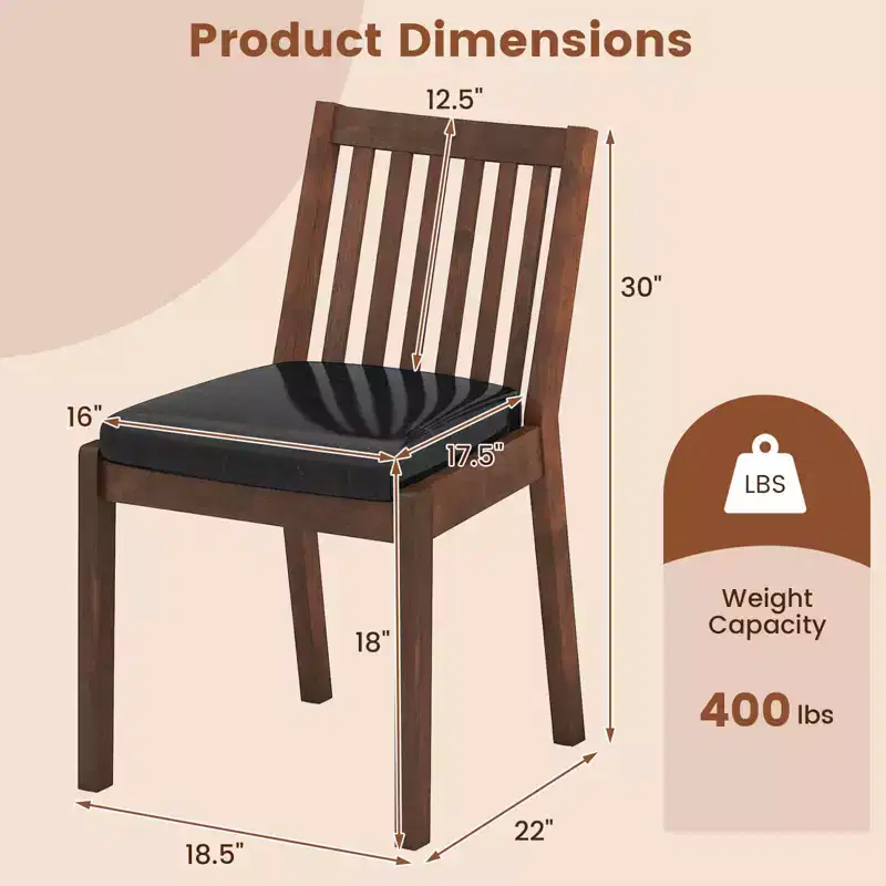 PU Leather Upholstered Dining Chairs, Armless, Espresso, Rubberwood Frame, 400 lbs Capacity
