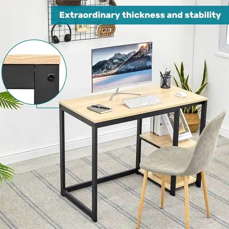 Computer Desk with 2-Tier Shelves - 40 Inch