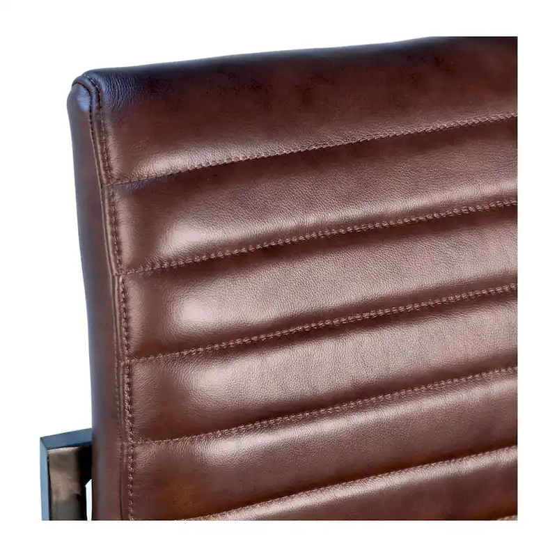 Greyson Genuine Full Grain Leather and Steel Modern Dining Arm Chair