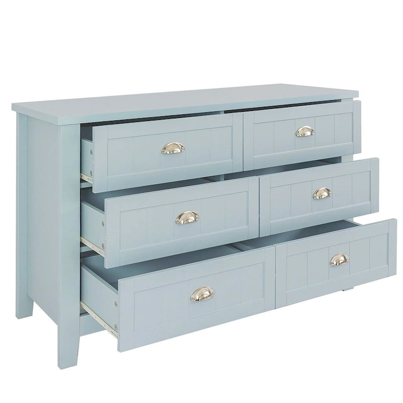Modern Drawer Dresser with Solid Wood Frame and Retro Shell Handle