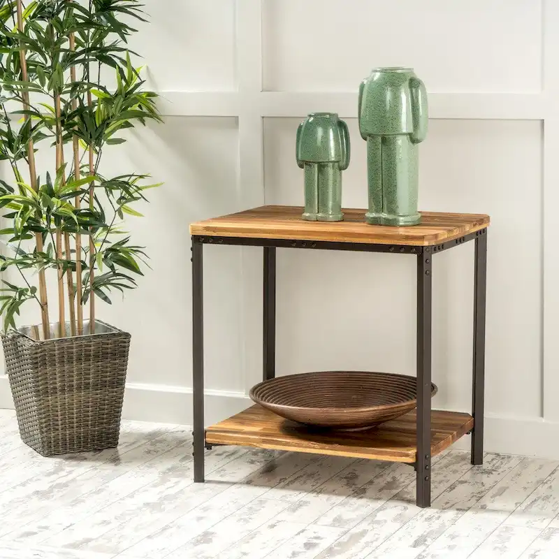 Ronan wooden country metal side table