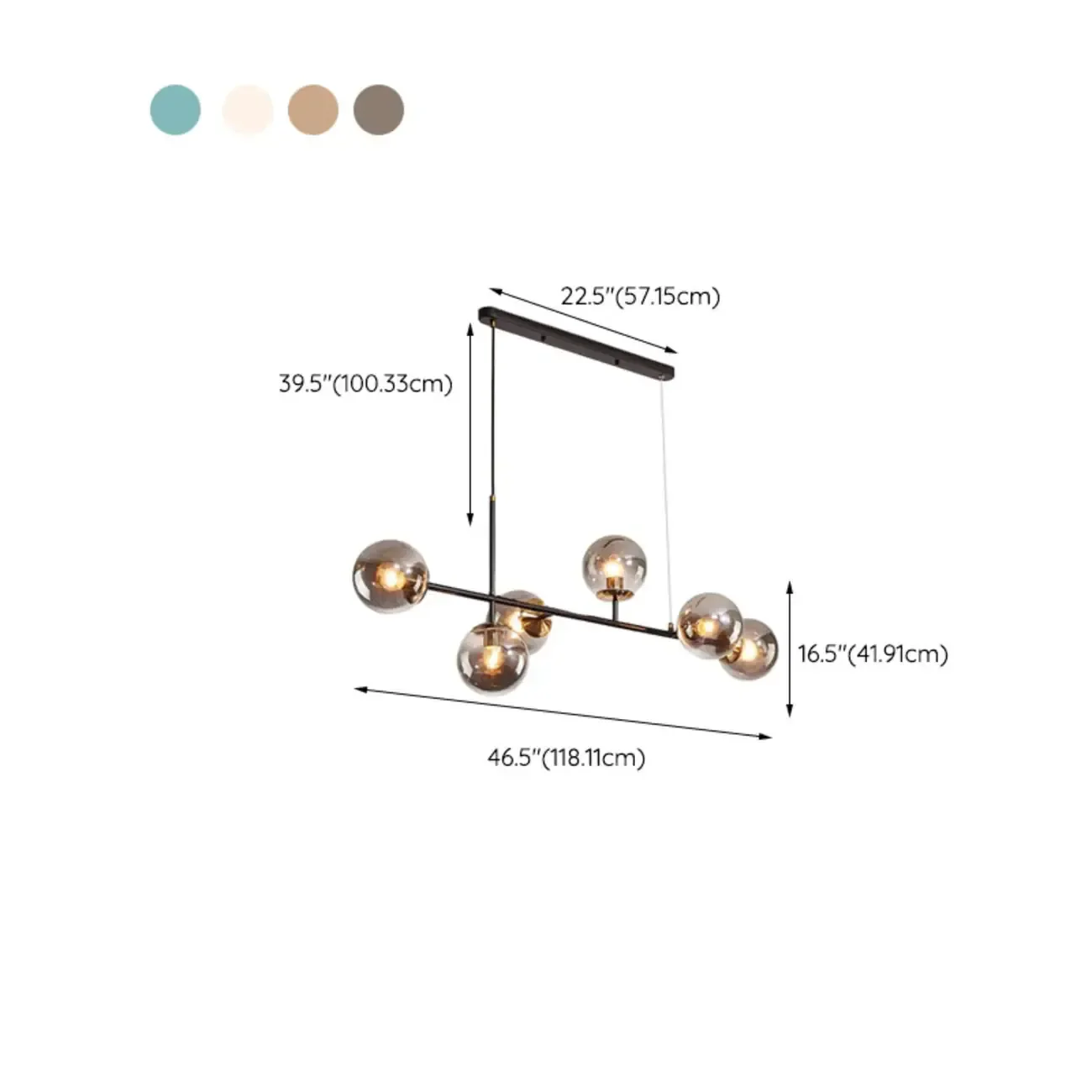 6 Light Glass Globe Island Pendant Light with Adjustable Length