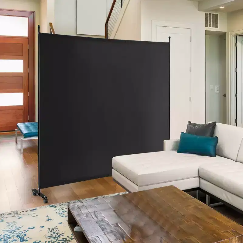 Costway 6FT Single Panel Room Divider with Wheels Rolling Fabric Partition Privacy Screen