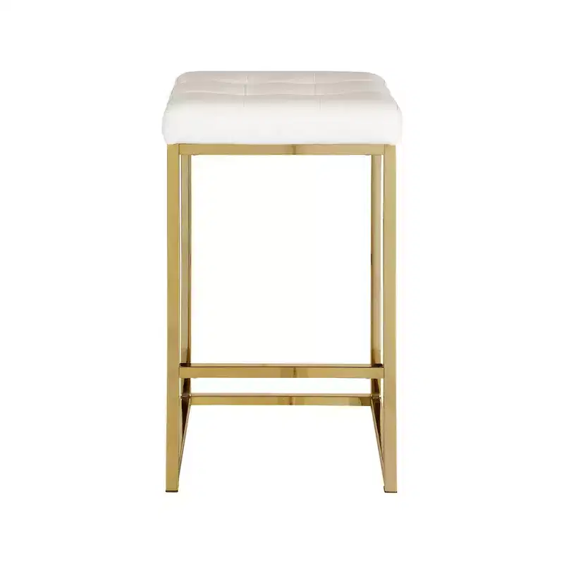 Meridian Furniture,Nicola White Vegan Leather Stool, Set of 2