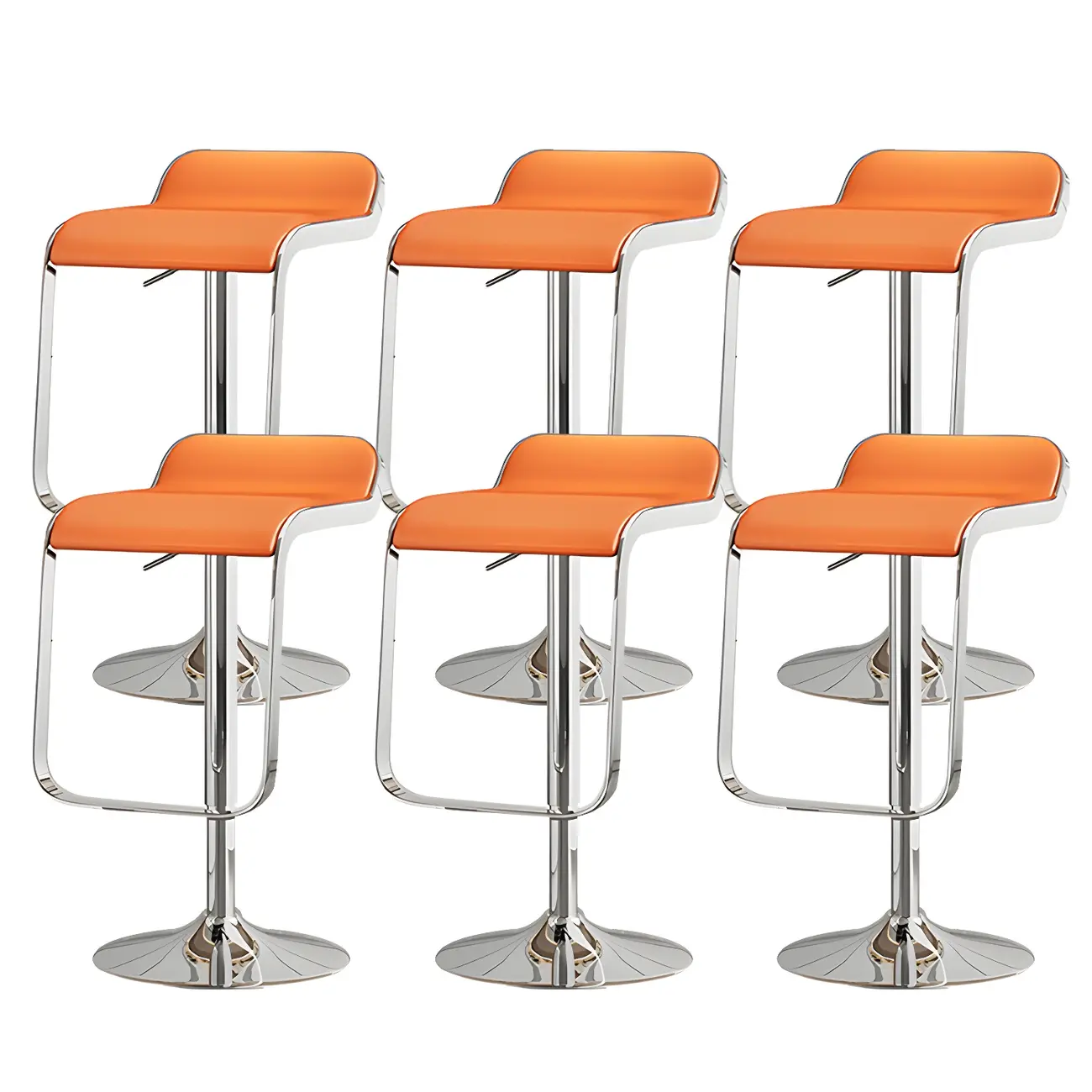 Leather Low Back Metal Adjustable Swivel Bar Stools