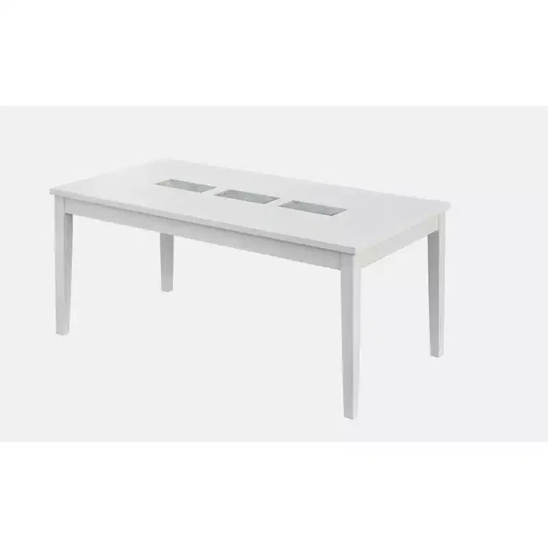 Lifestorey Diamond Rectangular Dining Table White: 6-Seater, MDF & Rubberwood, Non-Extension, Contemporary Style
