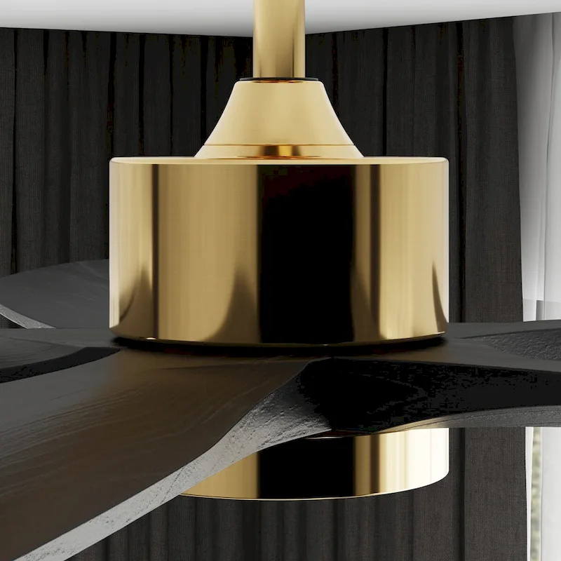 47-Inch Ceiling Fan with Wooden Blades and Dimmable LED Light - Black