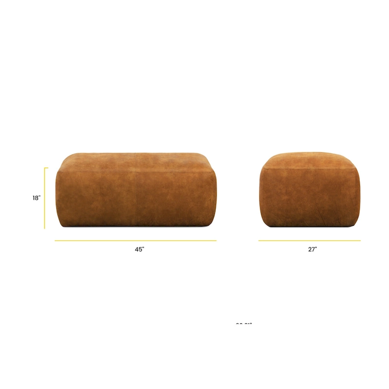 Poly & Bark Denver Leather Ottoman - Full Grain Genuine Italian Leather