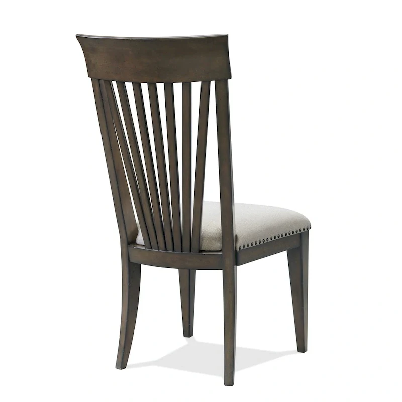 Beige Nailhead Trim Slat-Back Dining Chair