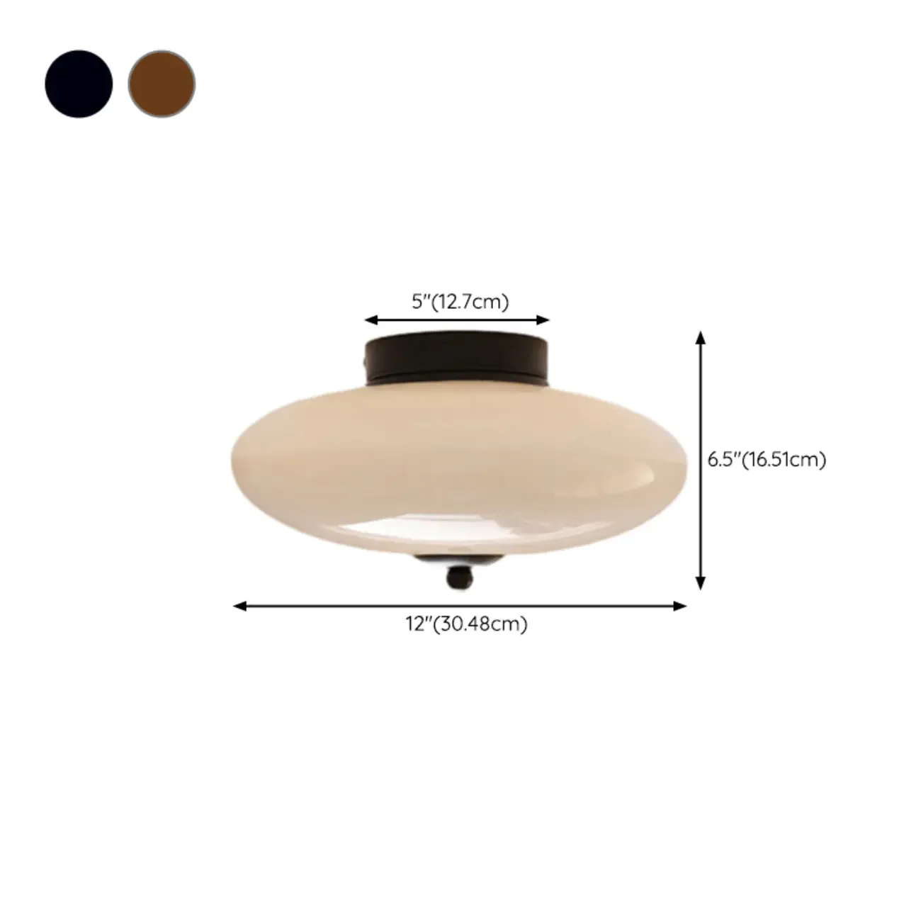 Mini White Drum Glass Dimmable Semi Flush LED Ceiling Light