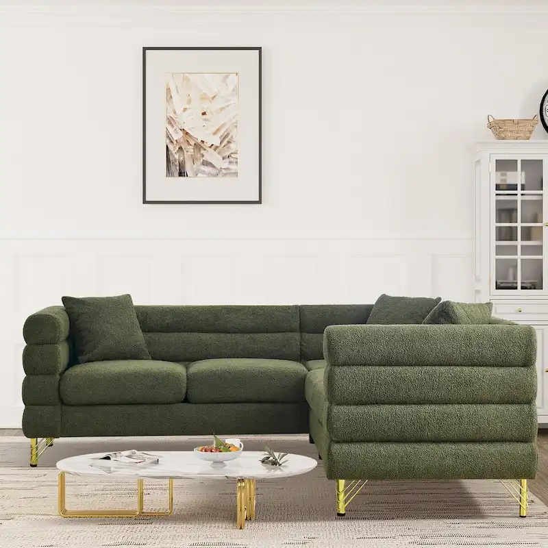 Teddy Fabric Modern Sectional Sofa L-Shape/2/3/4 Seater