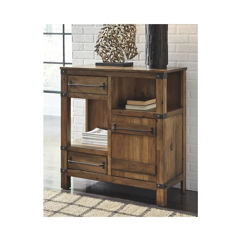 Light Brown Casual Accent Cabinet — Bronze Hardware — 1 Person